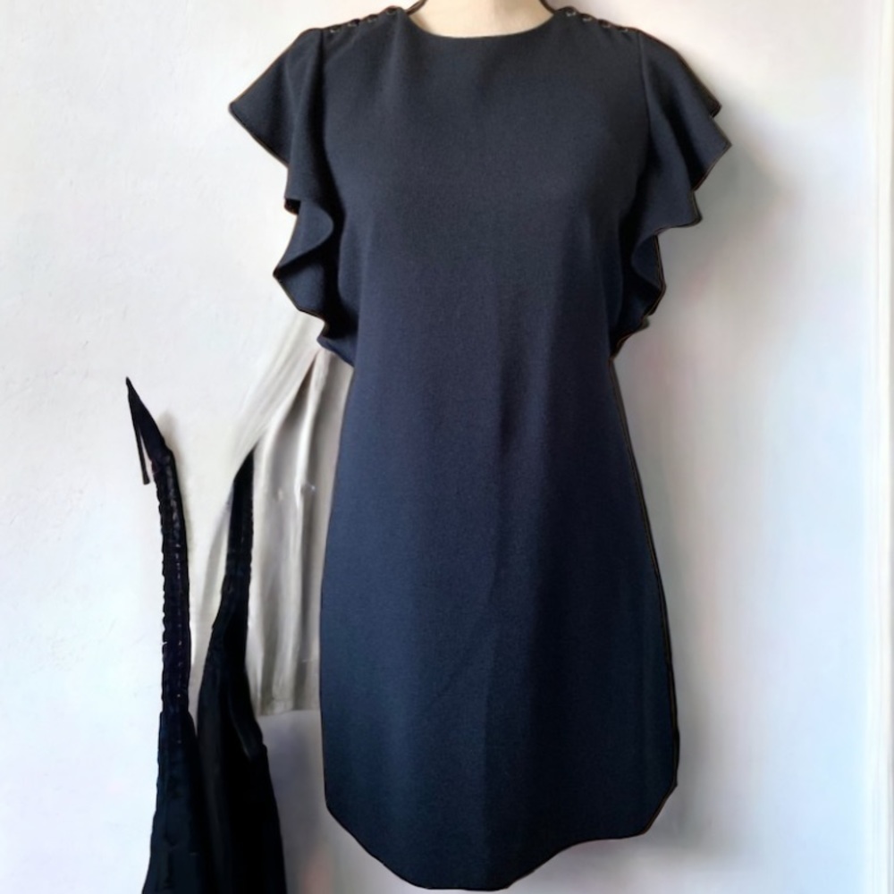 Laundry by Shelli Segal Black Lace up Shoulders Shift Dress Size 4 - Picture 7 of 15